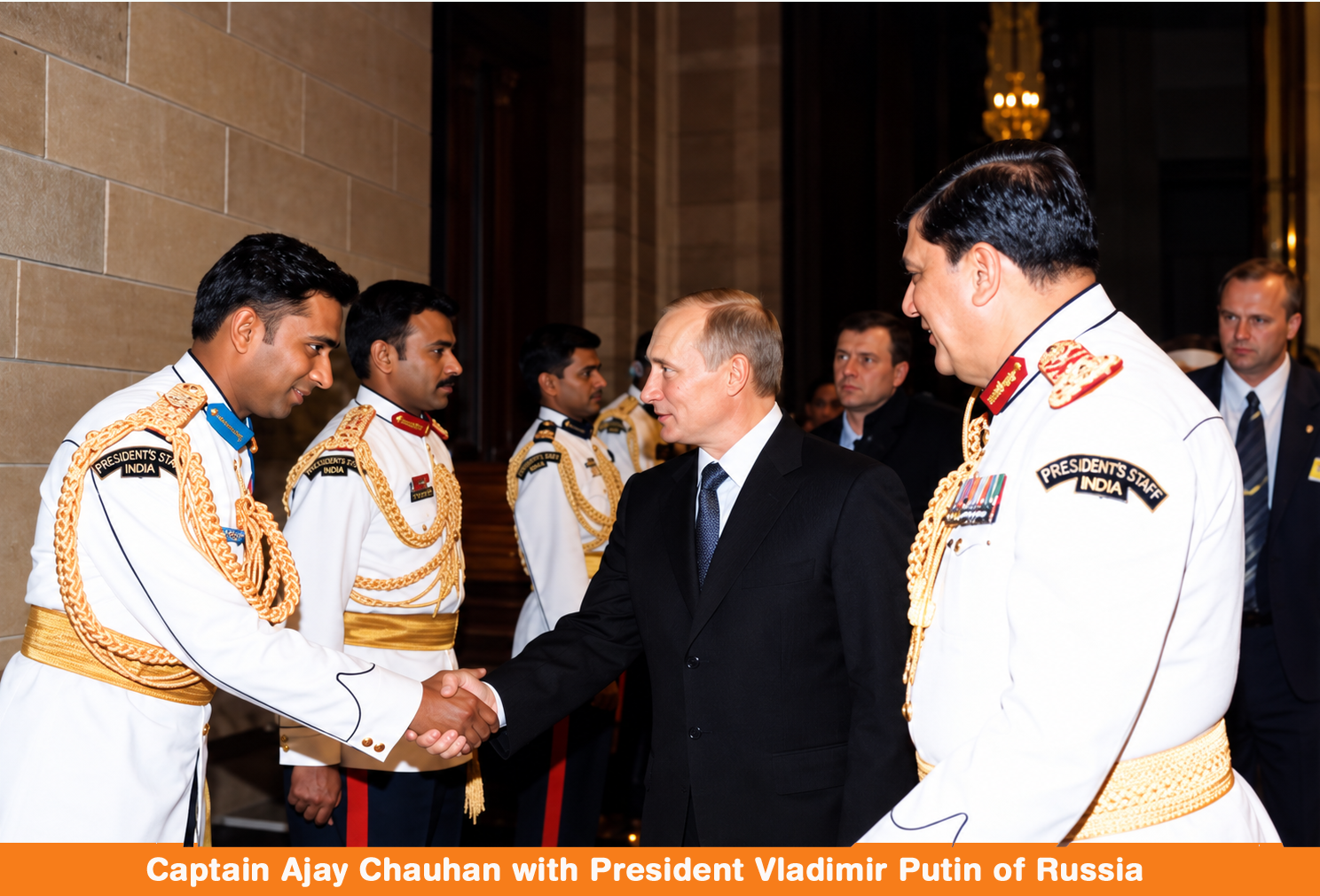 Captain Ajay Chauhan with President Vladimir Putin of Russia