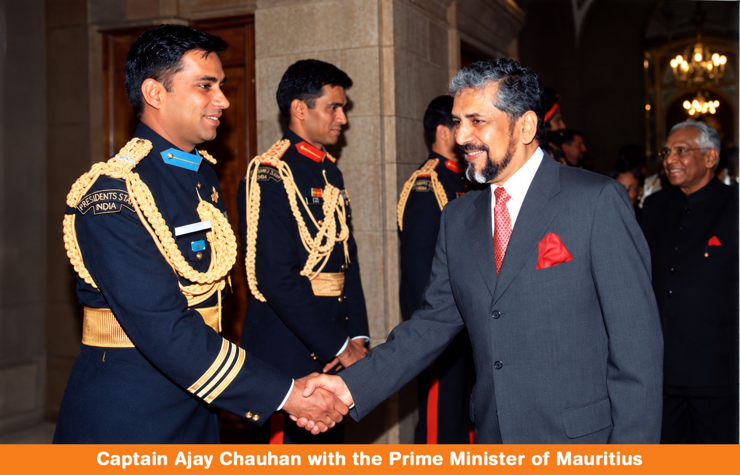 Captain Ajay Chauhan with the Prime Minister of Mauritius